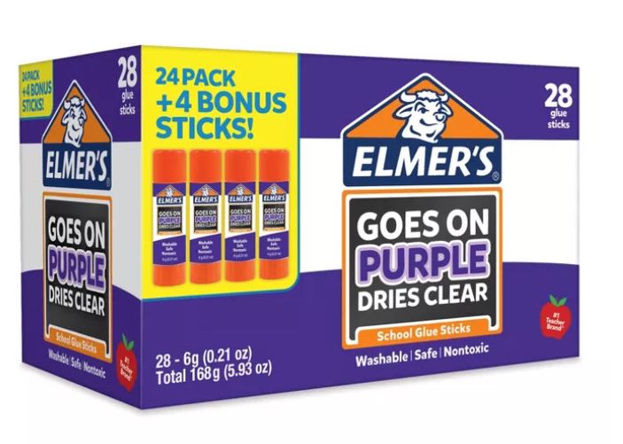 Elmer's 28pk Washable School Glue Sticks - Disappearing Purple
