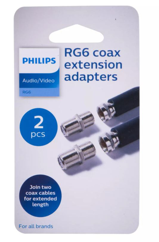 Philips RG6 Coax Extension Adapters 2pk - Gray