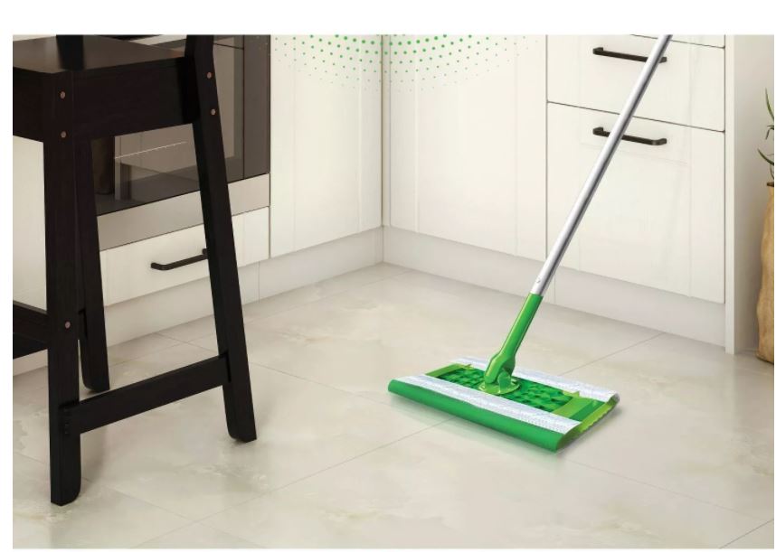 Swiffer Sweeper 2-in-1, Dry and Wet Multi Surface Floor Cleaner, Sweeping and Mopping Starter Kit. Includes 1 Mop + 10 Refills