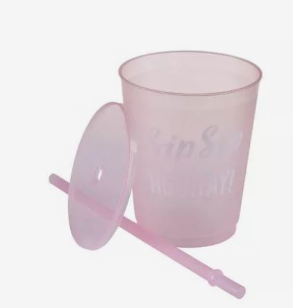 Parker Lane 6pc Frosted Party Cups with PVC Bag "Sip Sip Hooray" Pink