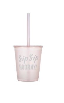 Parker Lane 6pc Frosted Party Cups with PVC Bag "Sip Sip Hooray" Pink