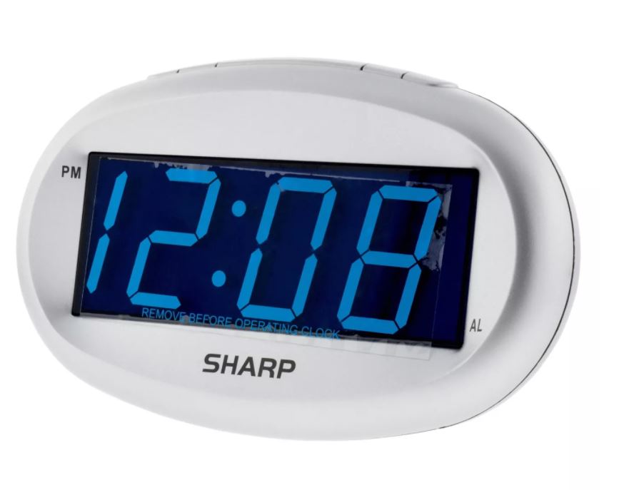 LED Alarm Clock with Dimmer Silver - Sharp