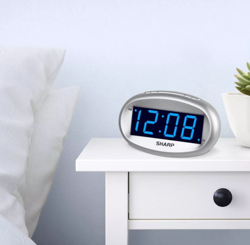 LED Alarm Clock with Dimmer Silver - Sharp