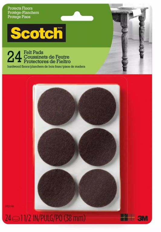 Scotch 1.5" 24pk Felt Pads