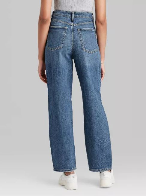 Women's Super-High Rise Distressed Baggy Jeans - Wild Fable™ Medium Blue Size 4