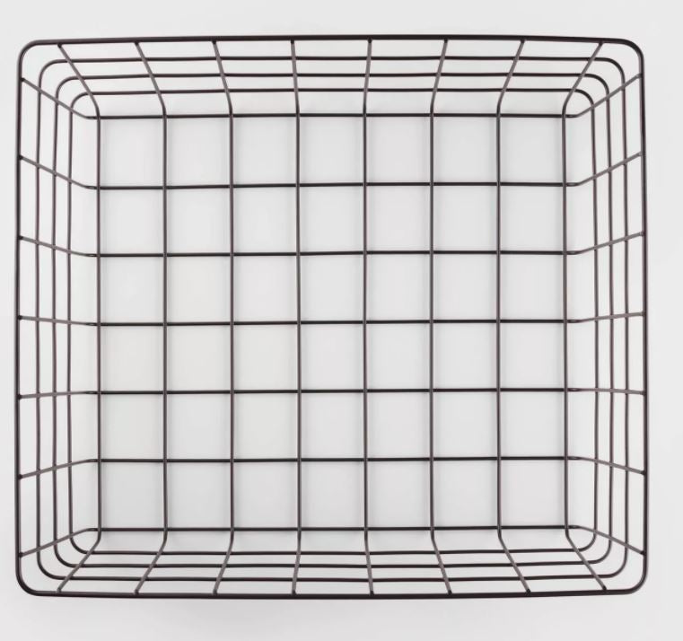 13" Rectangular Wire Decorative Basket Black - Brightroom