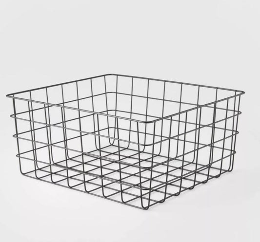 13" Rectangular Wire Decorative Basket Black - Brightroom