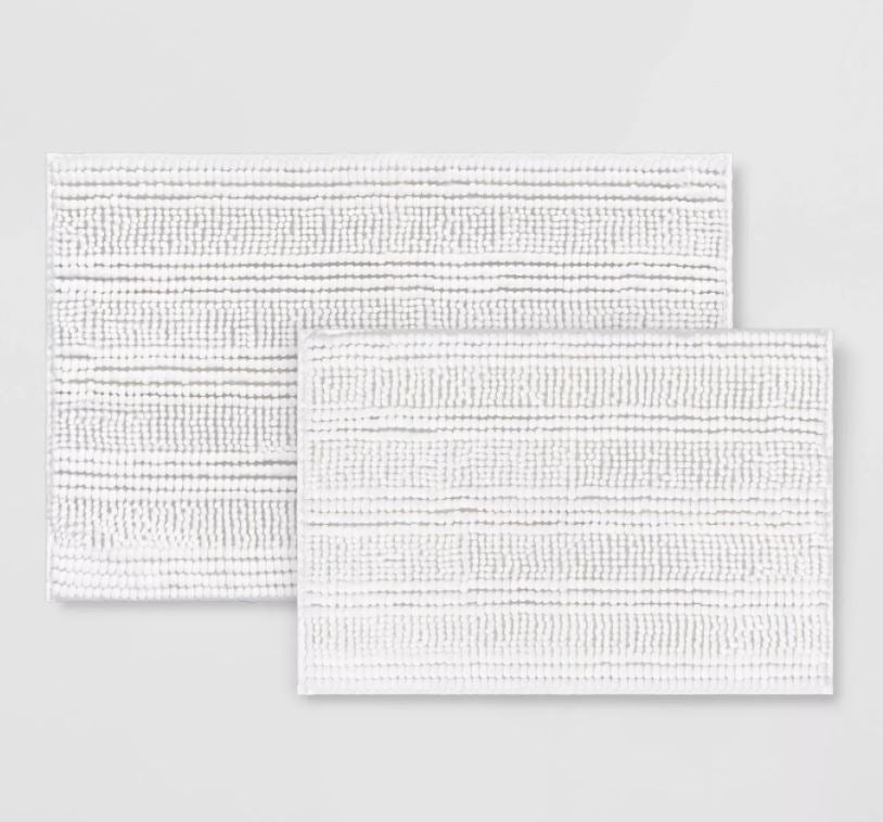 2pk Chenille Bath Rug Set White - Room Essentials