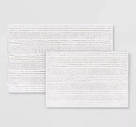 2pk Chenille Bath Rug Set White - Room Essentials