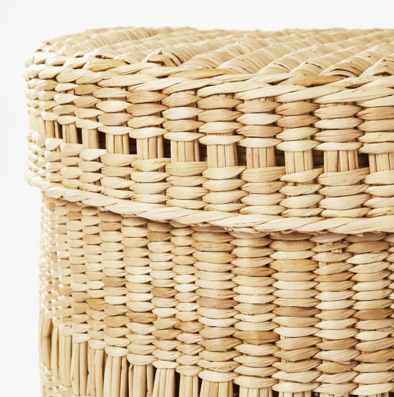 11" x 9" Oval Decorative Lidded Open Weave Basket Natural - Threshold™ designed with Studio McGee