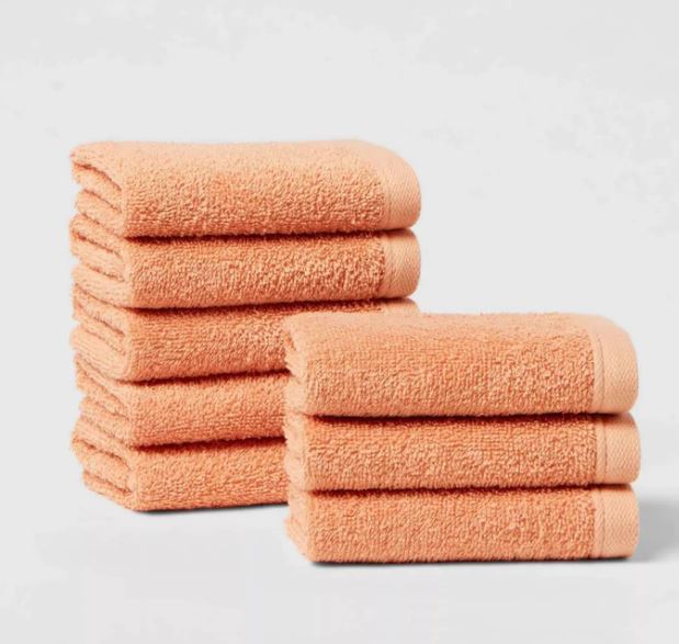 8pk Washcloth Set Orange - Room Essentials