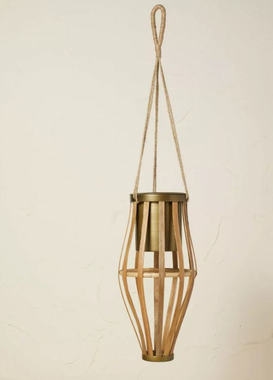 14.5" x 6.5" Metal/Rattan Hanging Planter Natural - Opalhouse designed with Jungalow