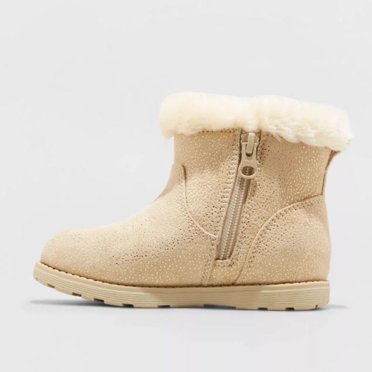 Toddler Girls' Emani Zipper Slip-On Shearling Style Winter Boots - Cat & Jack™