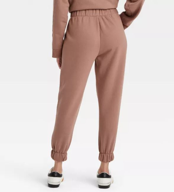 Women's High-Rise Pull-On All Day Fleece Ankle Jogger Pants - A New Day Brown L
