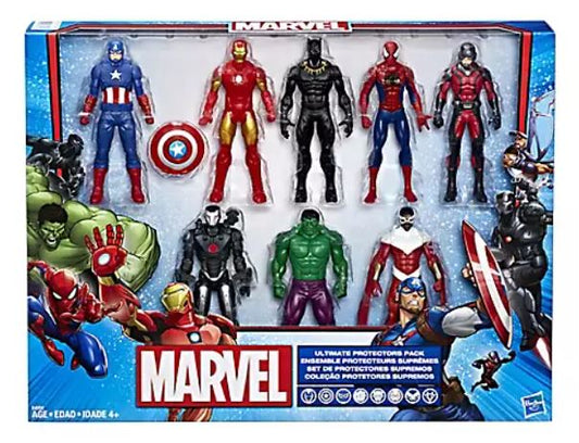 Marvel Avengers 6" Action Figures - Iron Man, Hulk, Black Panther, Captain America, Spider Man, Ant Man, War Machine & Falcon, 8 Figure Set