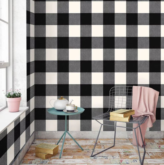 Buffalo Plaid Peel & Stick Wallpaper Black - Threshold