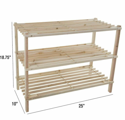Lavish Home 3-Tier Blonde Wood Storage Shoe Rack