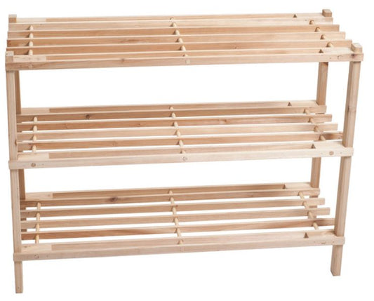 Lavish Home 3-Tier Blonde Wood Storage Shoe Rack