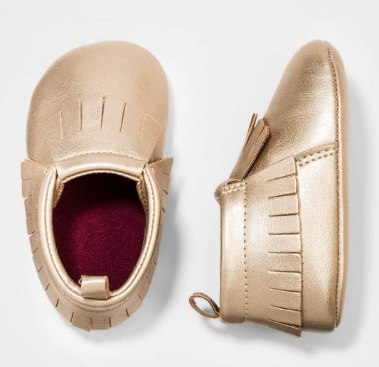 Baby Girls' Faux Leather Moccasin Shoes - Cat & Jack Gold 6-9M